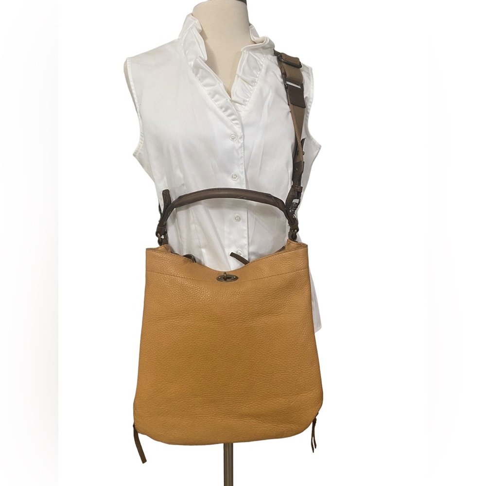 Rare J.Crew Sawyer Hobo Bag Purse Burnt Amber Tan Leather Convertible Crossbody